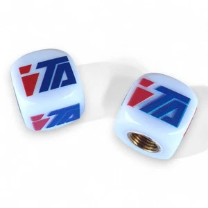 SKYWAY - TA logo Dice Tire Valve Caps (Pair) - White - old school bmx - Picture 1 of 1
