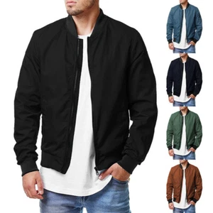 Men Spring Fall Casual Thin Jacket Lightweight Sportswear Full-Zip Coat * + - Picture 1 of 18