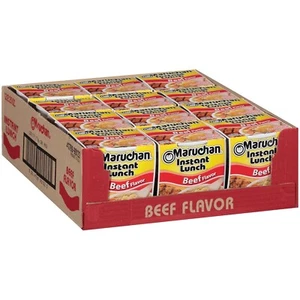 Instant Lunch Rindfleisch, Ramen Nudelsuppe, mikrowellengeeignete Mahlzeit, 2,25 Oz, 12 Stück - Bild 1 von 4