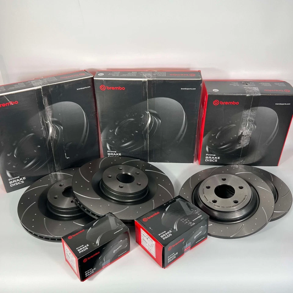 BREMBO Dimpled & Grooved Brake Discs & Pads for VW Golf MK7 R Front + Rear - Image 1 of 1