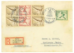 P3544 -OLYMPIC GAMES BERLIN 1936 ,1.8.36 OPENING DAY, MICHEL W108 X 2 ,REGISTRED - Picture 1 of 2