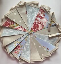 Handmade Oilcloth Bunting, Home/Garden Rose Garden - 4 Meters Double Sided