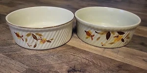 Vtg Halls Superior Quality Kitchenware Autumn Leaf Casserole Lot Of 2 Bake - Picture 1 of 12