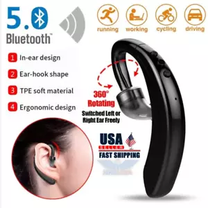 Wireless Bluetooth 5.0 Earpiece Headset Driving Trucker Earbuds Noise Cancelling - Picture 1 of 12