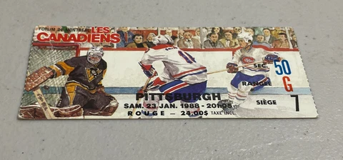 Montreal Forum Canadiens vs Pittsburgh NHL Hockey Game Ticket Jan. 23 1988 Cover