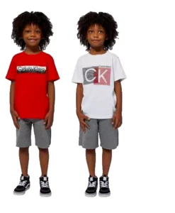 Calvin Klein Jeans Boy's 3PC Clothing Set 2 Tees / 1 Shorts(RED/GRAY/WHITE 6)NWT - Picture 1 of 2