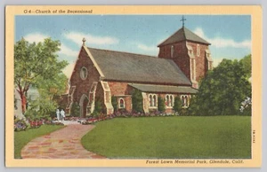 Postkarte Glendale Kalifornien CA Kirche der Rezession Forest Lawn Park - Bild 1 von 2