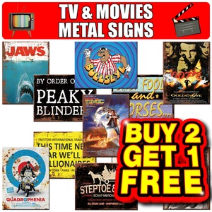 TV & MOVIES METAL SIGNS RETRO VINTAGE GIFT FILM MEMORABILIA MANCAVE WALL POSTERS - Picture 1 of 135