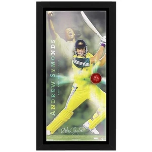 ANDREW ROY SYMONDS HAND SIGNED & FRAMED BALLISTIC CRICKET LITHOGRAPH - Bild 1 von 2