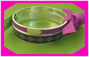 VERA BRADLEY Canterberry Magenta DOUBLE Enamel Gold 2 Bangle Nwtag $48  80% - Picture 1 of 2