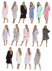 Mujeres Damas Suave Acogedor Cálido Invierno con Capucha Vestido Vellón y Toallas - Imagen 1 de 16