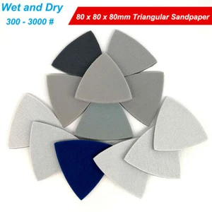 80x80x80mm Triangular Sandpaper Pads Orbital Foam Sponge Hook and Loop Sanding - Picture 1 of 6