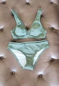 Womens Pretty OLIVE detailed Bikini Set Size S - Picture 1 of 3