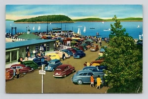 Bar Harbor Maine 1950er Szene Municipal Pier Postkarte - Bild 1 von 2