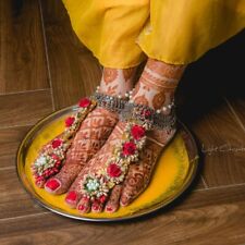 Flower Anklets Jewelry For Bridal Floral haldi,Mehendi,baby Shower Ceremony 