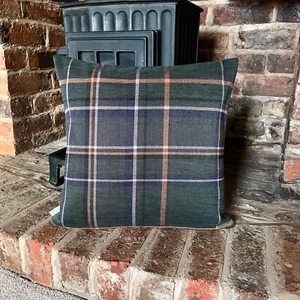 1382. COXAL Orange green Check Handmade Cushion Cover, Various sizes - Picture 1 of 7