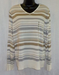 Croft & Barrow Sweater Size XL NWT Multi Stripe 100% Acrylic Long Sleeve V Neck - Picture 1 of 12