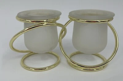 PartyLite Золотой Gemini двойной матовый обет держатель с блокировкой кольца - Изображение 1 из 4