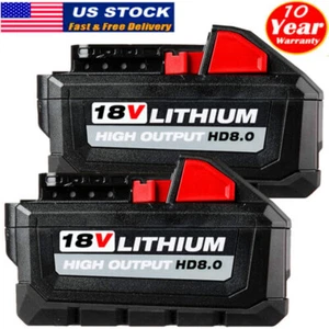 2PACK For Milwaukee For M18 Lithium 8.0AH Extended Capacity Battery 48-11-1860 - Picture 1 of 9