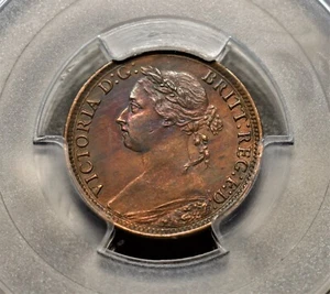 1885 Great Britain 1/4D Farthing PCGS Genuine Cleaned AU Detail 1883 Error Label - Picture 1 of 4