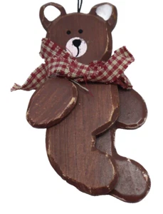 BBOT TEDDY BEAR ORNAMENT rustic country Christmas vintage - Picture 1 of 6