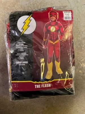 NUEVO 4 Piezas DC Comics Deluxe Muscle Chest "The Flash" Disfraz Infantil Talla Grande Foto 1 de 2