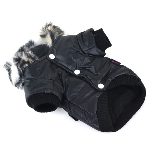 VETEMENTS Cappotto per cani domestici caldo cucciolo cappuccio soprabito vestiti abbigliamento taglia S (nero) cappotti per cani