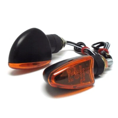 Halogen Mini Blinker Arrow kurz Schwarz Gelbes Glas E-geprüft Motorrad Roller - Bild 1 von 4