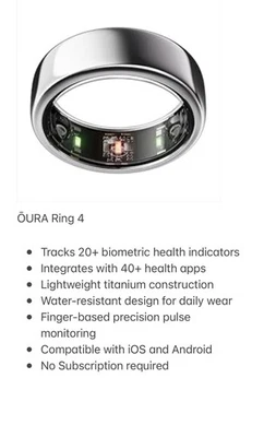 Oura Ring Gen 4, Brushed Silver, Size 8 - Image 1 of 4