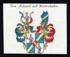 1820 Schmid Schmidt Westerhofen Coat of Arms Heraldry - Picture 1 of 1