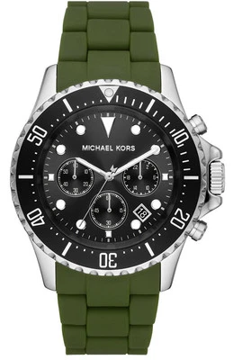 Michael Kors MK8981 Everest Silver-Tone and Green Silicone Watch - Image 1 of 4
