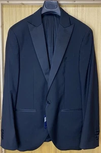 Hackett London Satin Peak Collar Tuxedo Dinner Blazer 42R L Slim Schwarz UVP 490£ - Bild 1 von 14