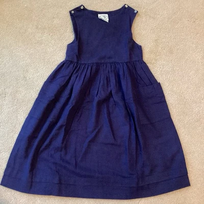 VESTIDO ESTILO JUMPER LAURA ASHLEY NIÑAS 7-8, CUADROS, BOTONES EN LOS HOMBROS, BOLSILLOS Foto 1 de 4