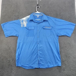 State Property Shirt Mens 2XL Blue Short Sleeve Button Front Skull Graphic - Picture 1 of 12