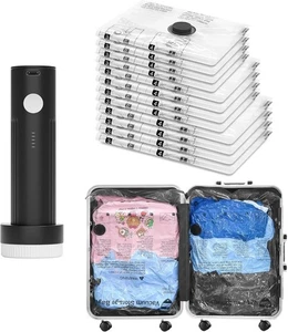 UOCO Travel Vacuum Bags for Luggage with Portable Electric Pump, 12 Combo (4L/4M - Picture 1 of 6