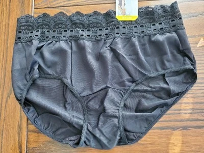 NUEVO CON ETIQUETAS OLGA SECRET ABRAZO CUCHARAS ENCAJE CINTURA HIPSTER BRAGAS 100% NYLON 913 NEGRO M/6 Foto 1 de 2