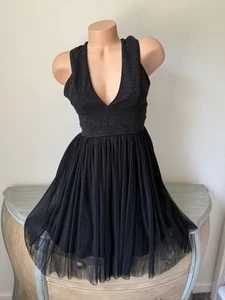 Vestido Pequeño Negro Talla 3/4 S Ajuste Cóctel Acampanado Brillo Profundo V Brillo Formal - Imagen 1 de 11