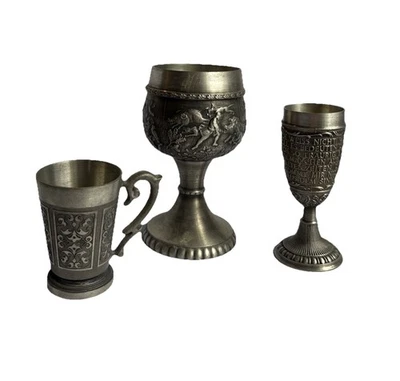 Lote de 3 vasos diferentes vintage de peltre Rein Zinn Alemania Foto 1 de 3