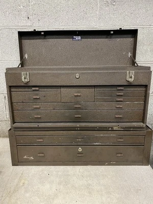 Vintage Kennedy 8-Drawer Metal Machinist Tool Box With 2 Drawer Riser Box No Key - Image 1 of 4