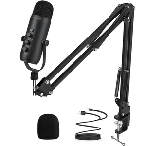 Professional USB Streaming Podcast Microphone Studio Cardioid Condenser Mic Kit - Picture 1 of 13