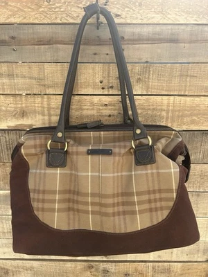 Bolso de Lona Eddie Bauer Weekender Marrón a Cuadros Bolso de Viaje para Pasar la Noche Foto 1 de 4