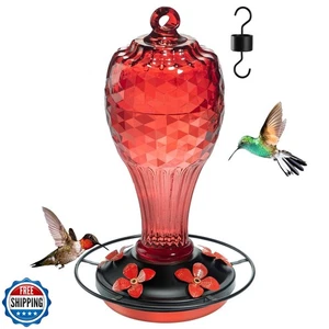 Jarkyfine Hummingbird Feeder, Hand Blown Glass Hummingbird Feeders for Outdoo - Picture 1 of 5