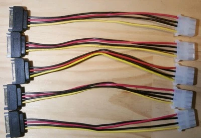 New 5 Pack SATA Power Male to Molex  Female Adapter Converter Cable, 7-Inch - Image 1 of 4
