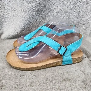 Haflinger Shoes Womens Size EU 39 US 8.5 Blue Leather T Strap Sandals *NWOT* - Picture 1 of 12