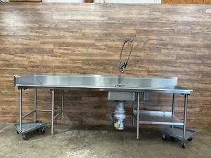 Stainless Steel Sink w/ Drainboards & Hobart FD4-75-2 Garbage Disposal, 208-400V - Picture 1 of 13