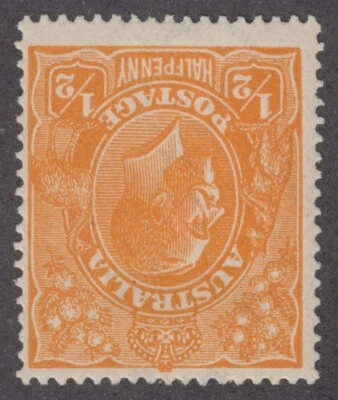 Australia: SG#85w (ACSC 67a) ½d w7 Small Mult wm inverted, p14 MH Variety CV$250 - Image 1 of 3