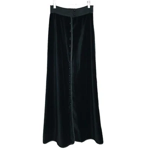 Vintage Kay Silver Velvet Maxi Skirt Womens 10 Velvet Button Up Docent Victorian - Picture 1 of 6