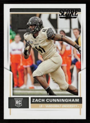 2017 Score #344 Zach Cunningham RC Rookie Vanderbilt Commodores Football Card - Image 1 of 2