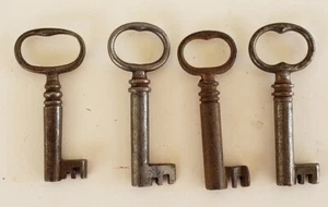 4 Antique Hollow Barrel Skeleton Keys Trunk Cabinet Door Lock Lot4 - Picture 1 of 3