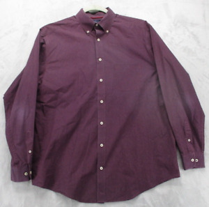 Roundtree & Yorke Button Up Shirt Men's LT Red Black Gray Geometric 100% Cotton